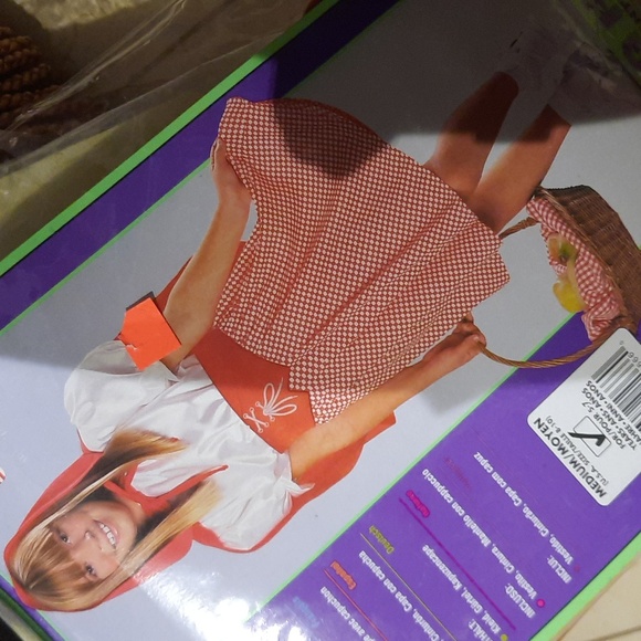 NIP RED RIDING HOOD COSTUME KIDS 5-7 YEARS HOODED CAPE DRESS BELTED CORSET - Picture 3 of 6